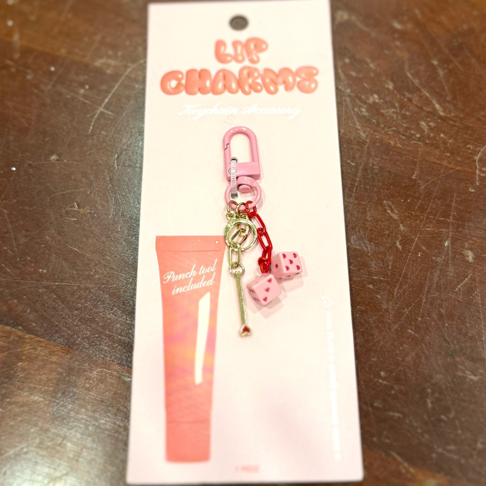 Pink Dice Charm Keychain or Bag Charm